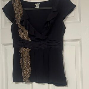 Odille plum Blouse with Gold Paisley Detail